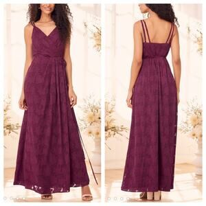 Lulus Burgundy Burnout Jacquard Wrap Maxi Dress